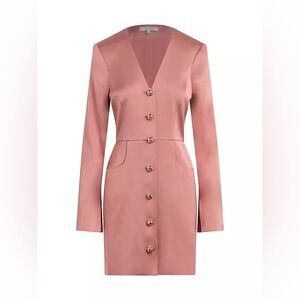 Favorite Daughter - Audrey Satin Long-Sleeve Pink Minidress. Size 12